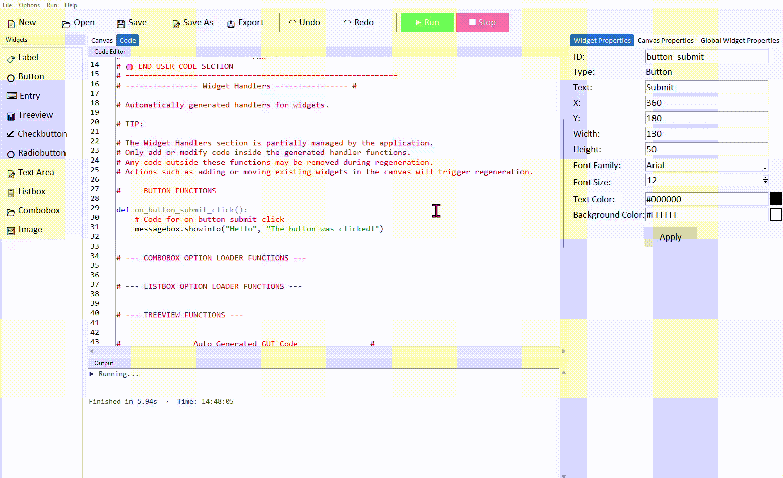 Button showing a messagebox when clicked