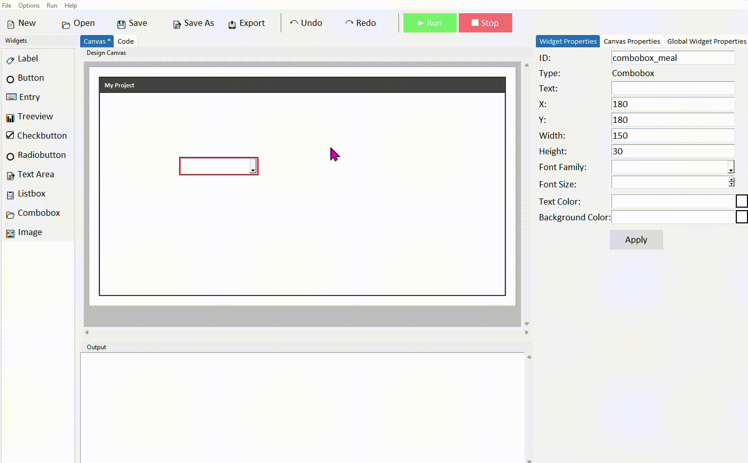 Editing the option loader function in the code tab