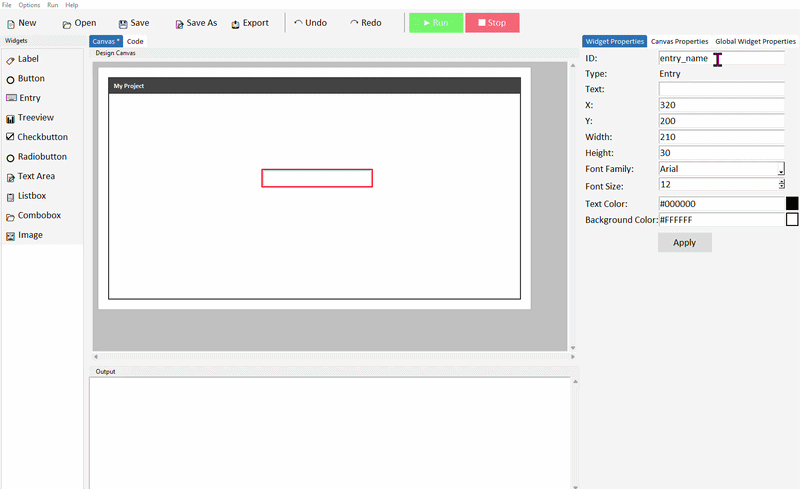 Adding entry, button, and label to the canvas