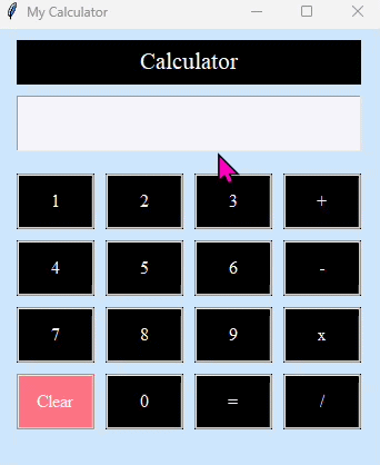 Finished calculator app running